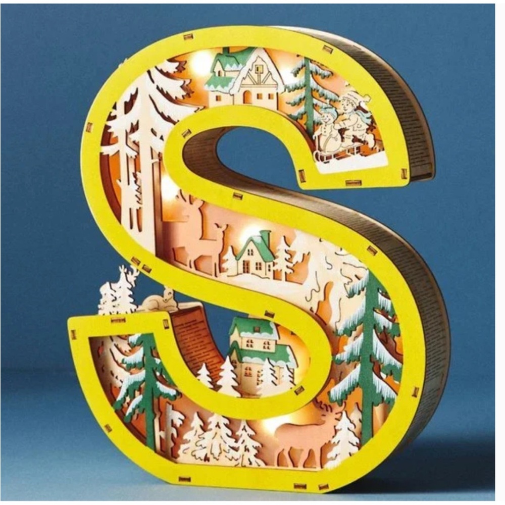 Anthropologie Illuminated Wonderland Scene Monogram Letter S NWT - Picture 1 of 13